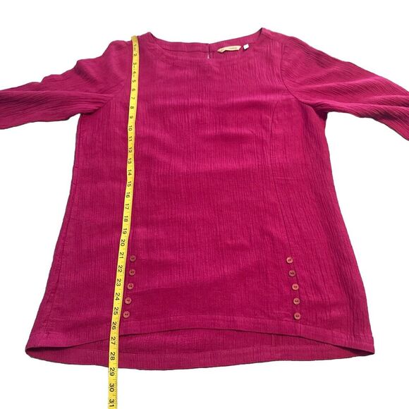 Women’s Soft Surroundings PINK Ramie Rayon Tunic Top Gauze Textured Buttons Sz M - Picture 9 of 9